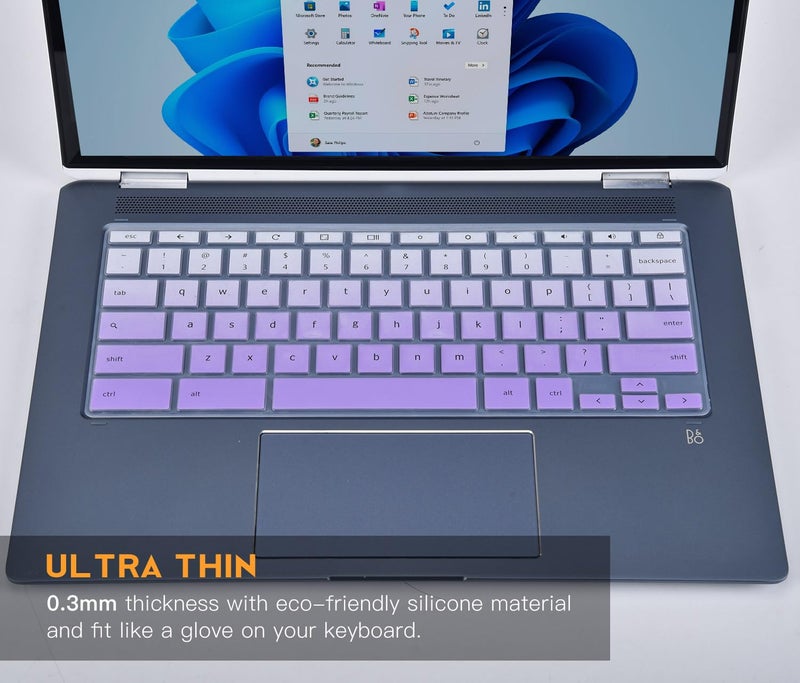 CaseBuy غطاء لوحة مفاتيح لجهاز HP 14" Chromebook 14a-na 14a-ca 14B-CA 14a-na0226nr 14a-ne0013dx 14a-na0031wm 14a-na0021nr na1043cl 14a-ca0030wm، واقي لوحة مفاتيح HP Chromebook 14A G5، أومبري بنفسجي - Image 3